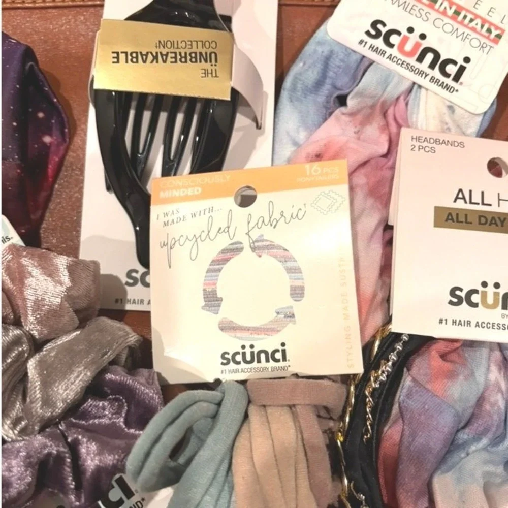 Scunci Hair Accessory Bundle Claw Clip Headwraps Velvet Scrunchies 24pc Lot NEW
